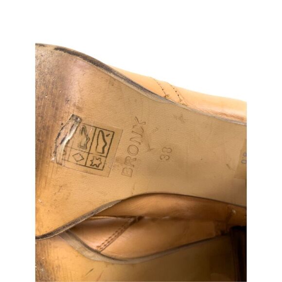 Bronx Tan Leather High Heeled Boots‎ Tall with Foldover for OTK Styling Size 8 - Picture 14 of 15